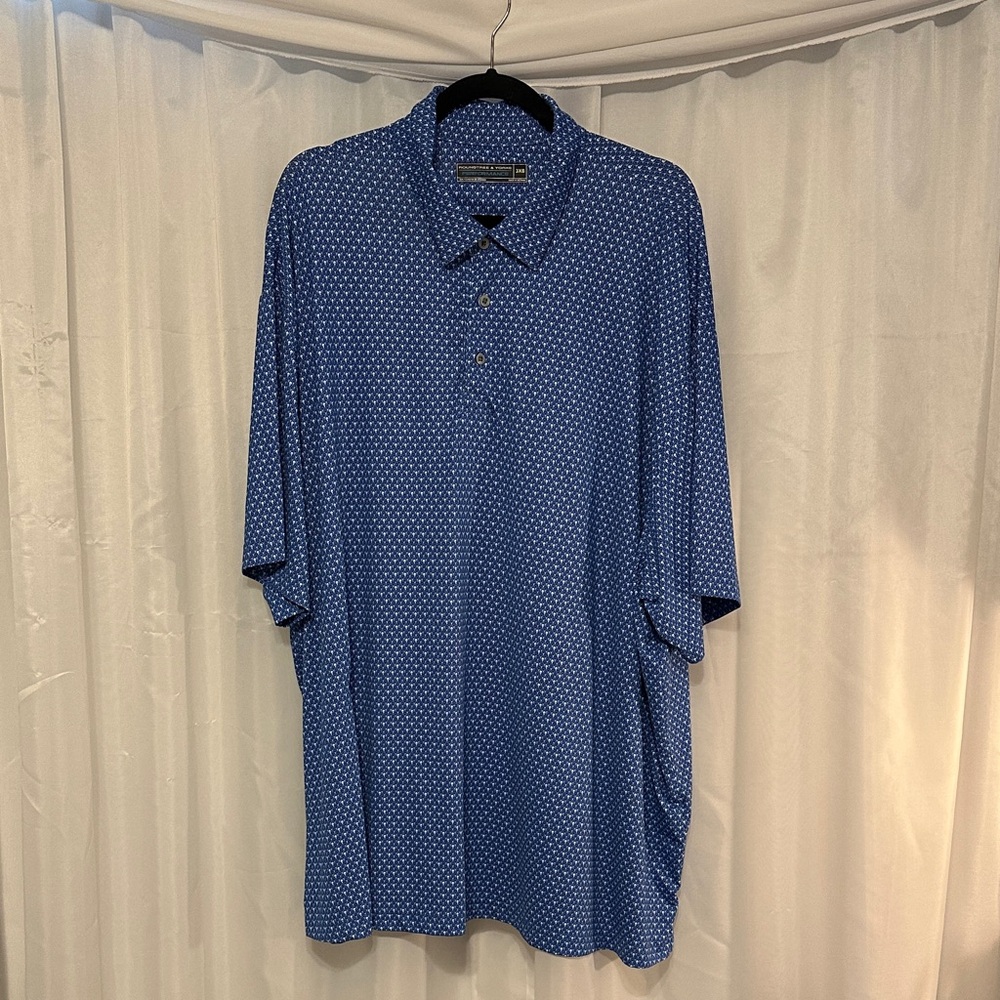 Roundtree & Yorke Blue Golf Shirt with Golfball & Tee Design